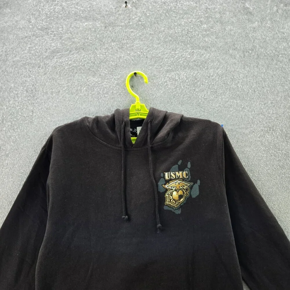 Black Ink‎ Men Hoodie M Graphic Print USMC Bulldog Logo Long NWT